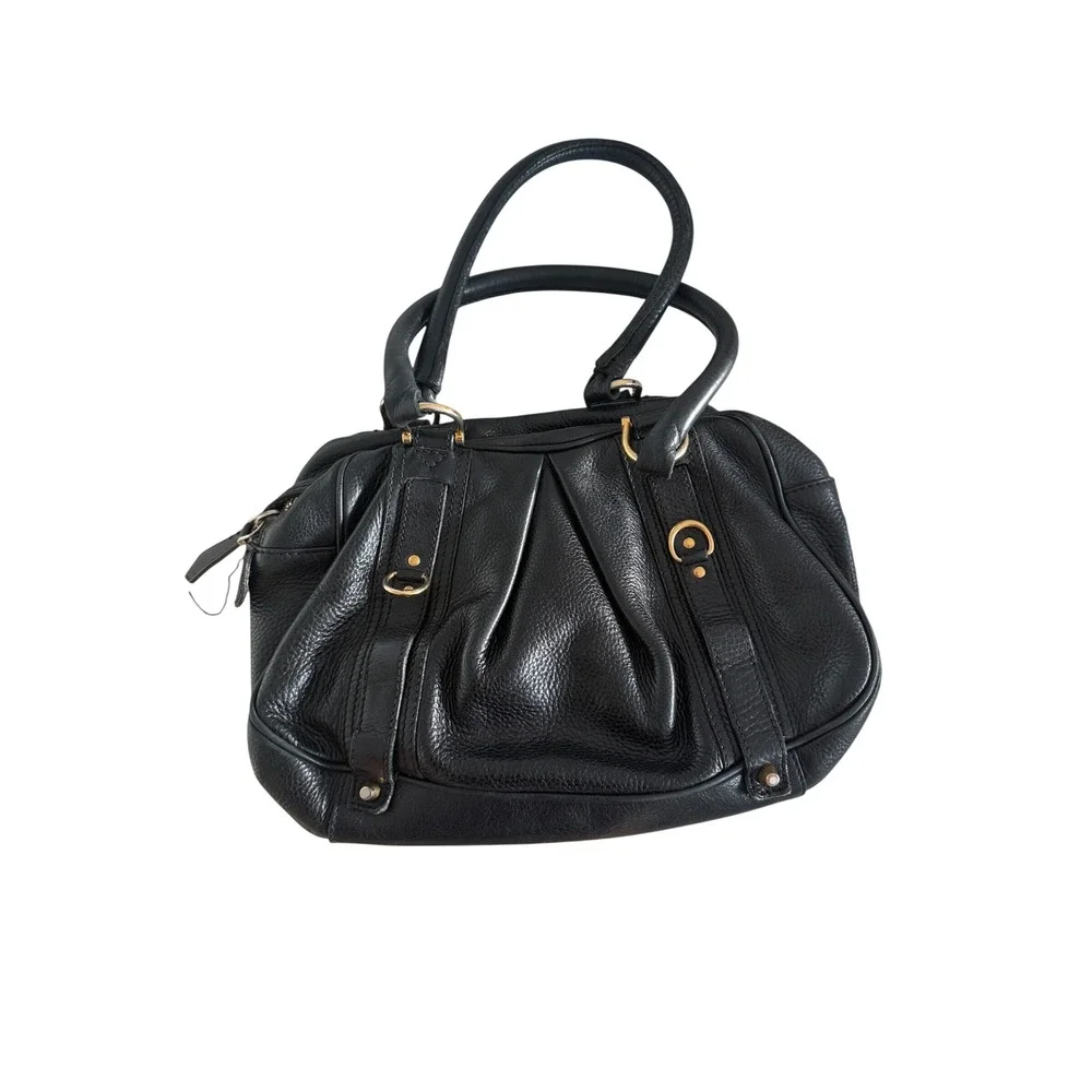 Burberry Black Pebbled Leather Satchel Vintage Y2K Quiet Luxury Designer Handbag